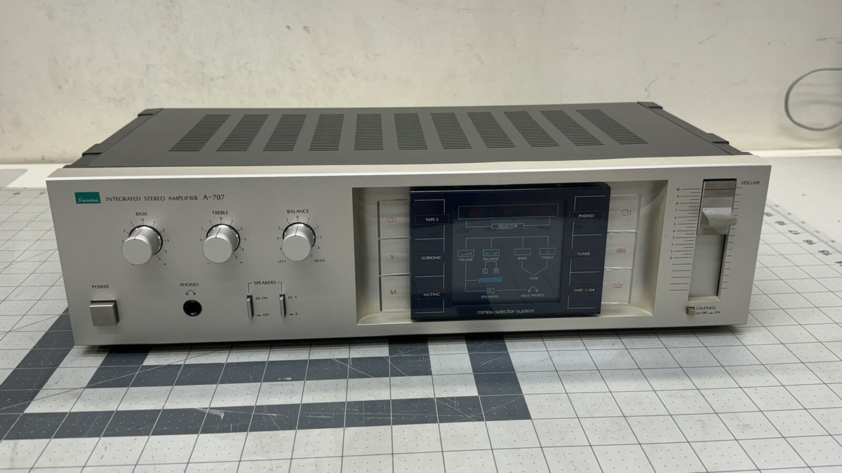 【動作品】Sansui 内蔵ステレオアンプ A-707 良好な作動状態 ブラック Sansui Integrated Stereo Amplifier A-707 Used to Work Now