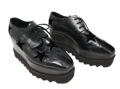 Stella Maccartney Schuhe Damen (Eu) 38 Schwarz Schnürer Velvet Star Keil Derby