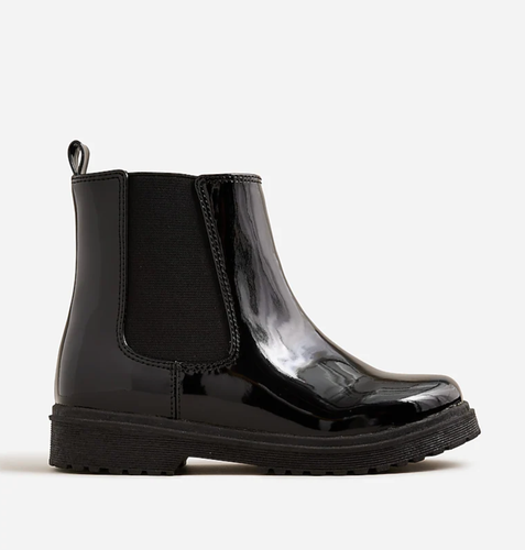 JCrew Crewcuts Girls' Lug-Sole Black Chelsea Boots in Faux Leather Sz. K4