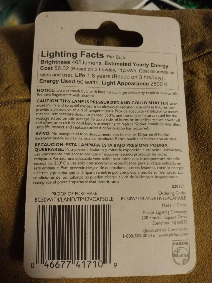 Philips GY6.35 Landscape and Accent 50W T4 Bi-pin Base 12-Volt Light Bulbs - Image 2 of 2