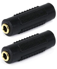 2x Stereo 3.5mm 1/8" Aux Female to Female Jack Audio Coupler Adapter F/F Gold