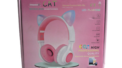 Riwbox CT-7 Cat Ear Bluetooth Headphones, 85dB Limit, LED Light-Up G15