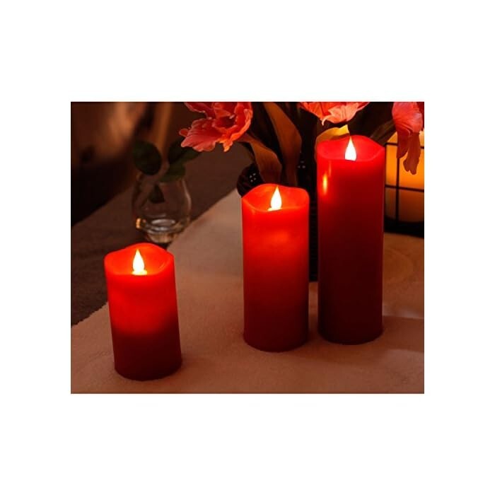 Red Candle, Simplex Candle 3D Candle Fireless flame Real Wax LED Melted ...