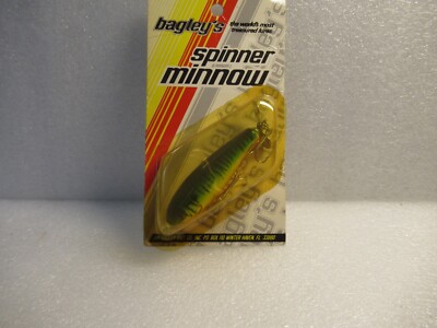 Rare Vintage Bagleys Spinner Minnow Topwater Prop Bait Firetiger SPM2 H69T NOS