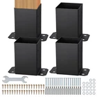 VEVOR 4 Pack 4x4 Post Base Brackets Heavy Duty Wood Post Fence Post Anchor