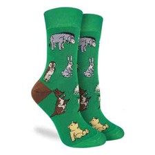 Winnie-The-Pooh Women's Crew Socks-Shoe Size 5-9 Green Good Luck Fashion