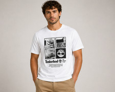 NWT Timberland Mens Square Stack Logo Short S...