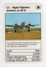Ace Trumps Planes of WW2 1977. Night Fighters Germany Junkers JU 88 G