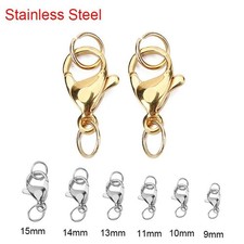 20sets Pvd Never Fade Stainless Steel Lobster Clasps with Jump Rings 9 10 12 14