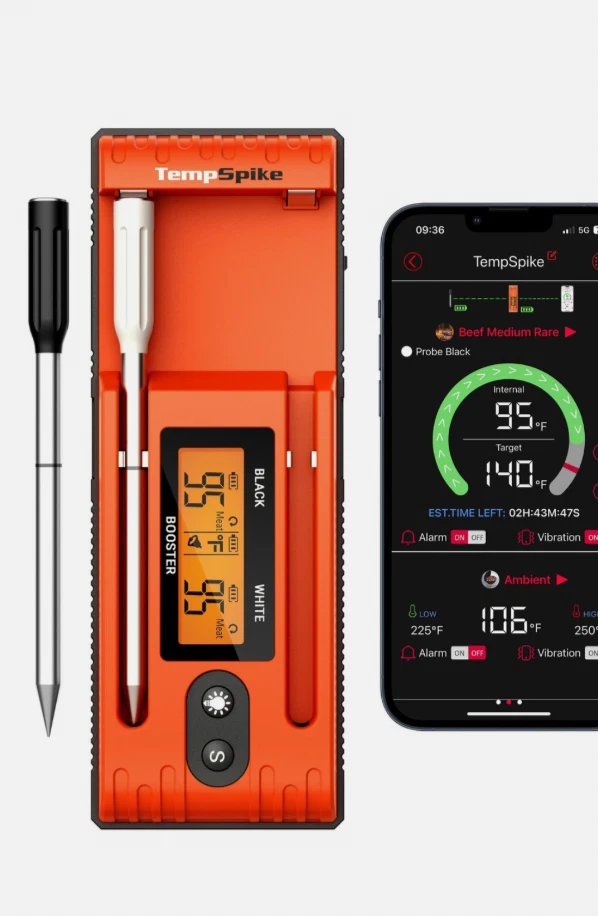 TempSpike Wireless Meat Thermometer Dual Probe Digital BBQ Cooking Temp Monitor