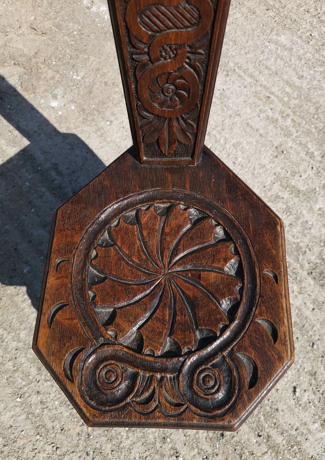 Antique Hand Carved Oak Spinning Chair — image 5