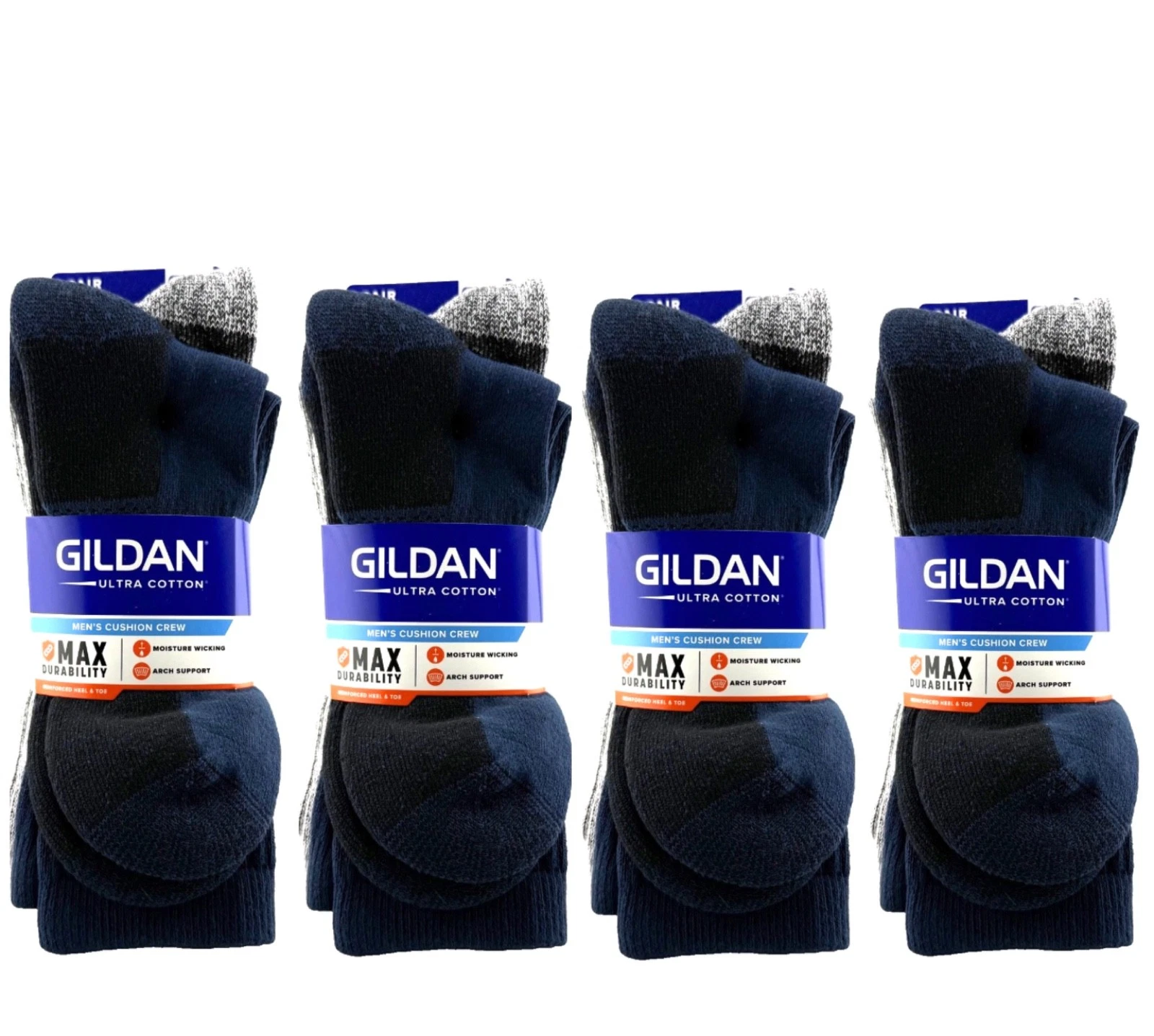 Gildan Ultra Cotton Crew Socks, Men’s Size 6-12, Assorted Colors - 12 Pair