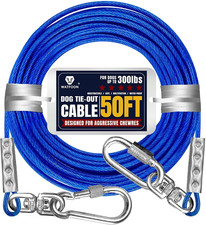 Tie Out Cable for Dogs Up to 300lbs,50ft Extra Strong 1000lbs Break Strength Tie