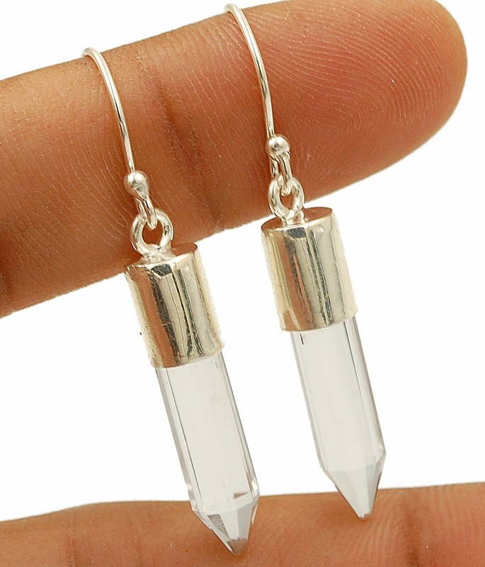 Natural White Topaz 925 Solid Sterling Silver Earrings Jewelry @20-2