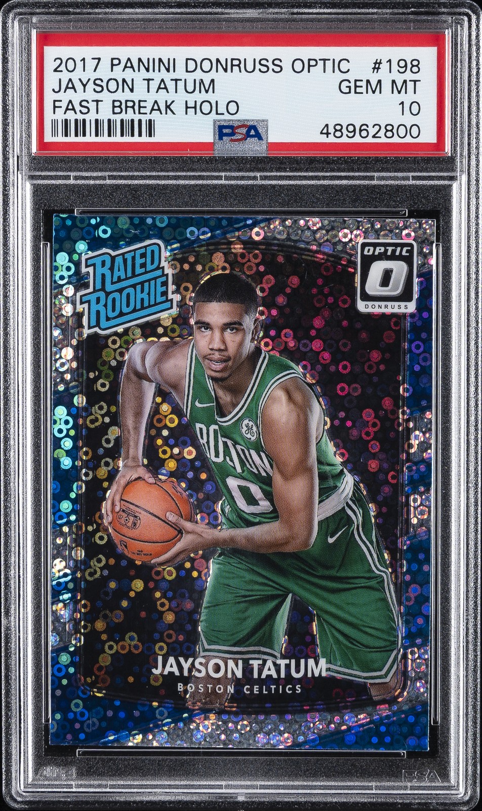 2017 PANINI DONRUSS OPTIC FAST BREAK HOLO #198 JAYSON TATUM ROOKIE RC PSA 10