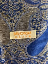 Pashmina Scarf Silver Blue Paisley Wrap Shawl Olive Fringe Large 27.5x72