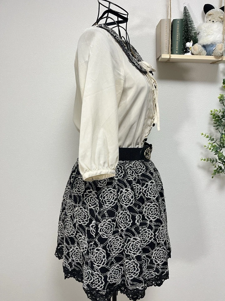 🎀Hachas Mujer Nostalgia Etiqueta Antigua Negro Rosa Encaje Vestido M Vintage Look Gargantilla Conjunto Foto 4 de 4