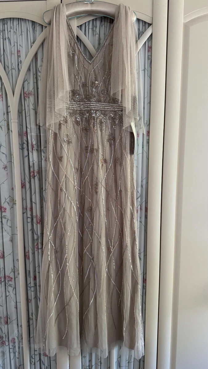 ADRIANNA PAPELL HERMOSO VESTIDO COLOR FAVORECEDOR REINO UNIDO 12 PRECIO DE VENTA SUGERIDO POR EL FABRICANTE 350 £