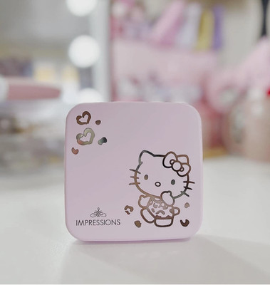 Impressions Vanity Hello Kitty Supercute Compact Mirror with 4''L x 4''W, Pink 