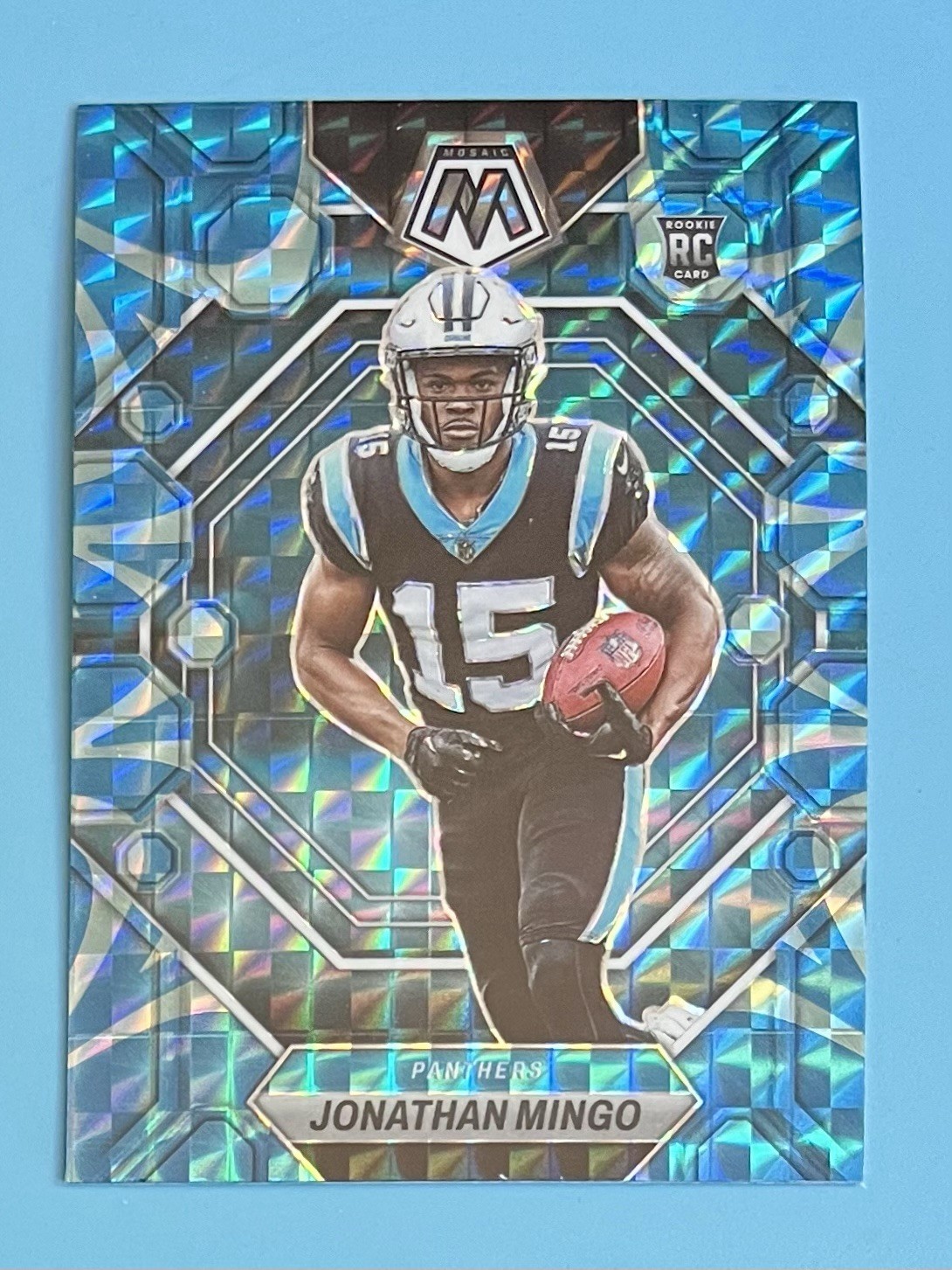 2023 Panini Mosaic Jonathan Mingo Blue Reactive Prizm RC 336 Panthers