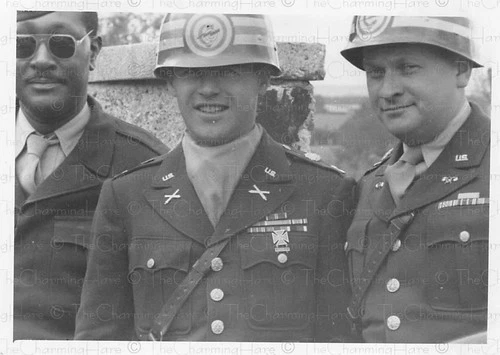 Vintage Photo WWII US Soldiers Uniform Medals Military Portrait 1940s