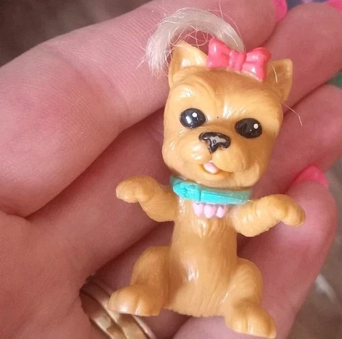 Vintage Barbie Luv Me Playset mini Pet terrier puppy dog real hair collectible