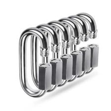 Quick Link 304 Stainless Steel D-Shape Locking Carabiner Keychain, Set of 6
