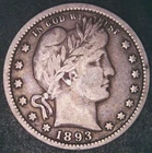 1893 25C Barber Quarter VF