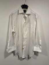 Jos A Bank Travelers Collection Dress Shirt Mens 16-32 White Tailored Fit Cotton