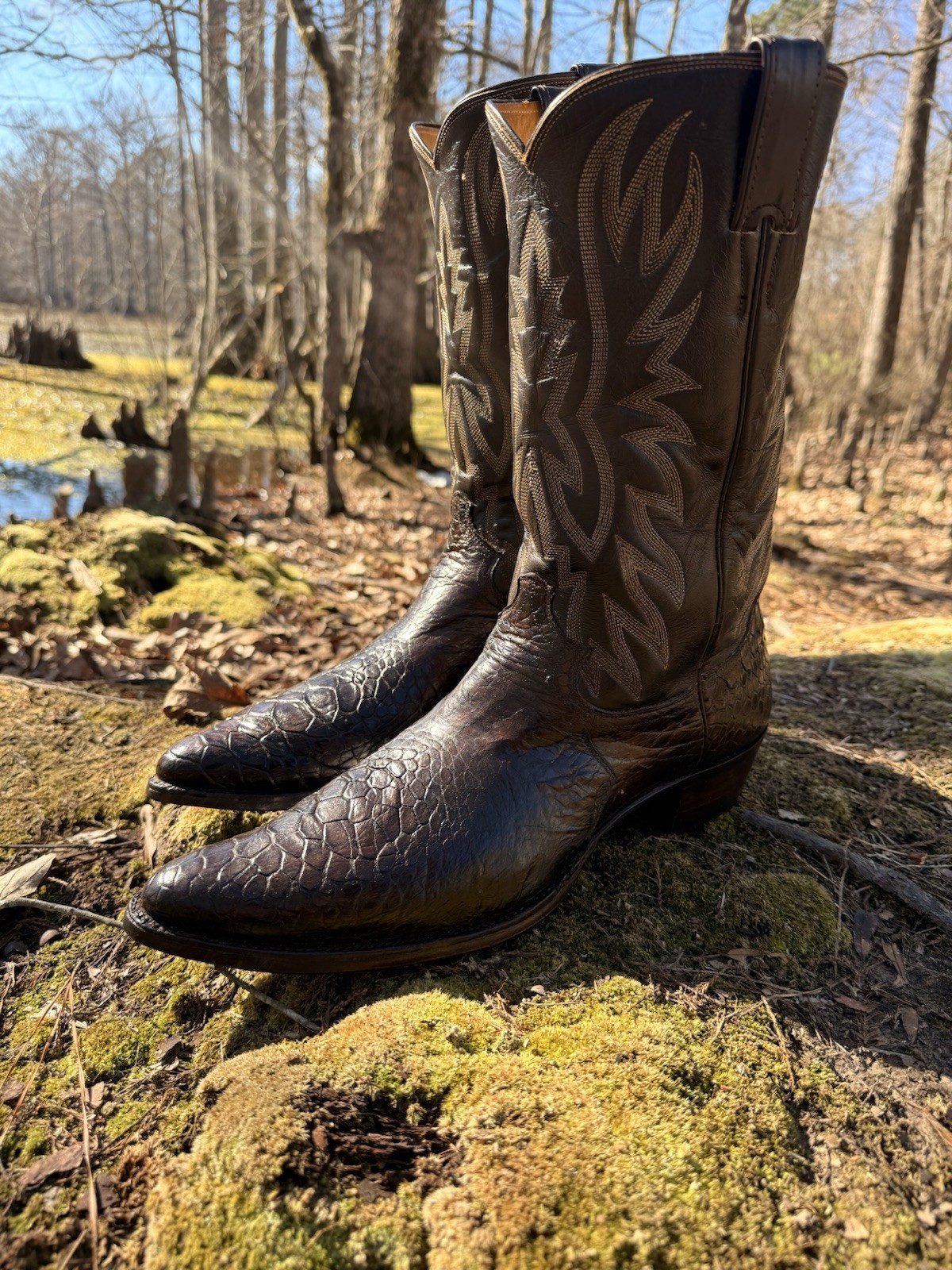 Justin Safari Cowboy Boots Brown Size 12.5  AA Caguama