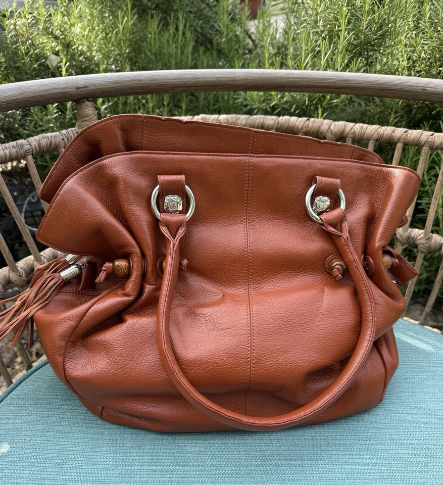 Bolso de hombro grande de cuero marrón óxido CHI by Carlos Falchi de colección nuevo sin etiquetas Foto 2 de 4