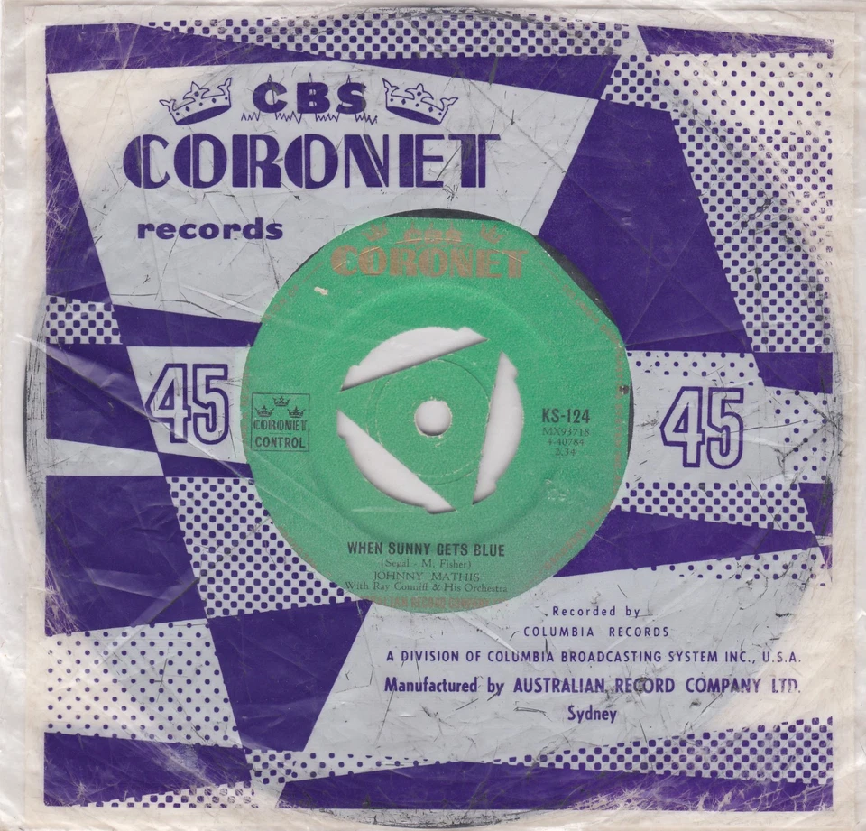 Johnny Mathis – Wonderful! Wonderful! - 7" single - Image 2 of 2