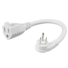 1 Pack Flat Wall Plug Short Power Extension Cord - 6inch Mini White Low Profi...