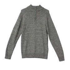 Men's Classic Heathered Quarter Zip Sweater Long Sleeve Size Medium