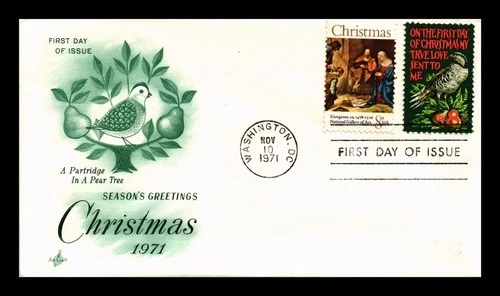 DR JIM STAMPS US COVER CHRISTMAS PARTRIDGE IN PEAR TREE FDC COMBO ARTCRAFT