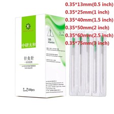 100pcs Acupuncture Manual Needle Disposable Sterile with Guide Tube 0.35mm