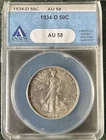 New Listing1934 D 50C AU58 LIBERTY WALKING