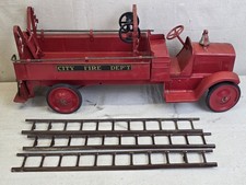 Antique 1920s Steelcraft Pressed Steel Fire Truck City Fire Dept