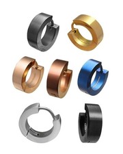 Herren Ohrringe &Oslash; 15 mm / 5 mm Edelstahl Manner Creolen Titan St&auml;bchen Matt Top