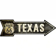 Route 66 Texas 17x5 Arrow Metal Retro Sign Garage Man Cave Bar Diner Wall Decor