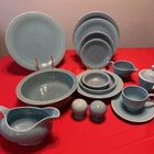 Vtg Fiesta HLC FiestaWare USA Made Turquoise 15 Pc Set Sugar Creamer Plates S&P