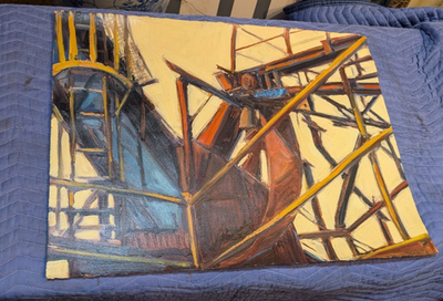 #ad #ad Michael McGinley Industrial Brutalist Painting Belt 22quot; x 30quot; Vintage Factoy $875.00