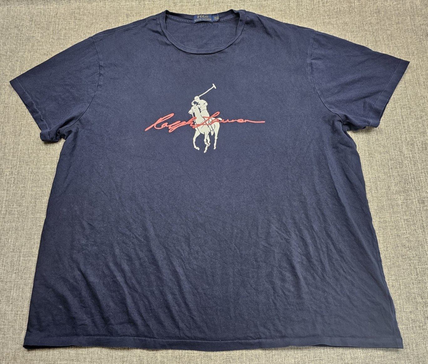 Polo Ralph Lauren camicia uomo 2XB blu grande pony scritta preppy grande alta