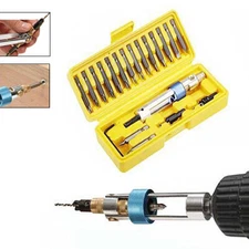 20pcs HSS Countersink Drill Bit Driver Swivel Head Quick-Change Tool Set sale