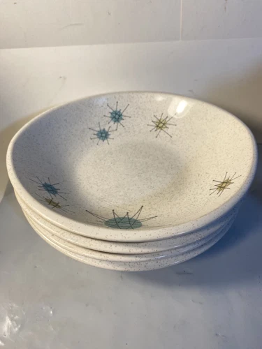 Set of 4 Vintage Franciscan Pottery Starburst 7.25 Cereal Bowls Atomic MCM Read