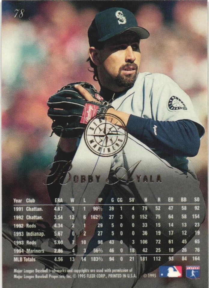 1995 Flair #78 Bobby Ayala Seattle Mariners - Image 2 of 2