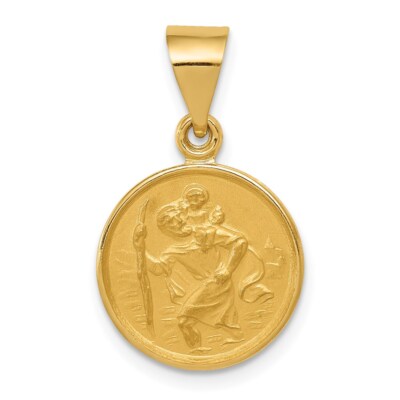 18K Yellow Gold Saint Christopher Medal Pendant 18XR13