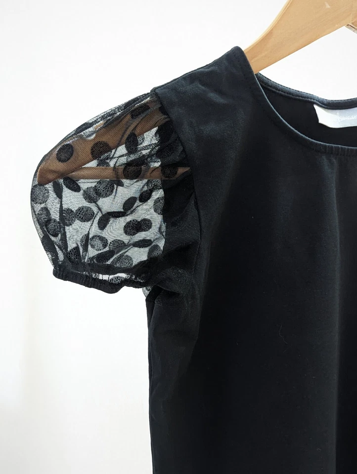 Matalan Girls 11 Years Plain Black Short Sleeve Top T-shirt Sheer Clothes Party - Image 2 of 4