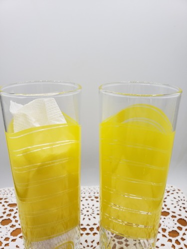 Set of 2 Bacardi Limon Rum 7" Tall High Ball Clear Yellow Glasses - Picture 4 of 12