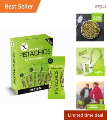 Convenient Gluten-Free Roasted & Salted Pistachios - Perfect Snack Packs of 9